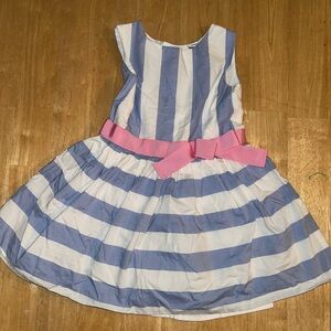Girls 3t fancy dress blue and white striped pink bow sting dress Easter dress